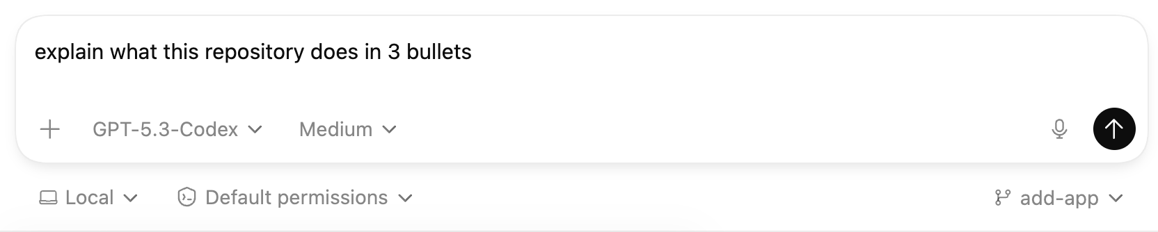 Codex app first task