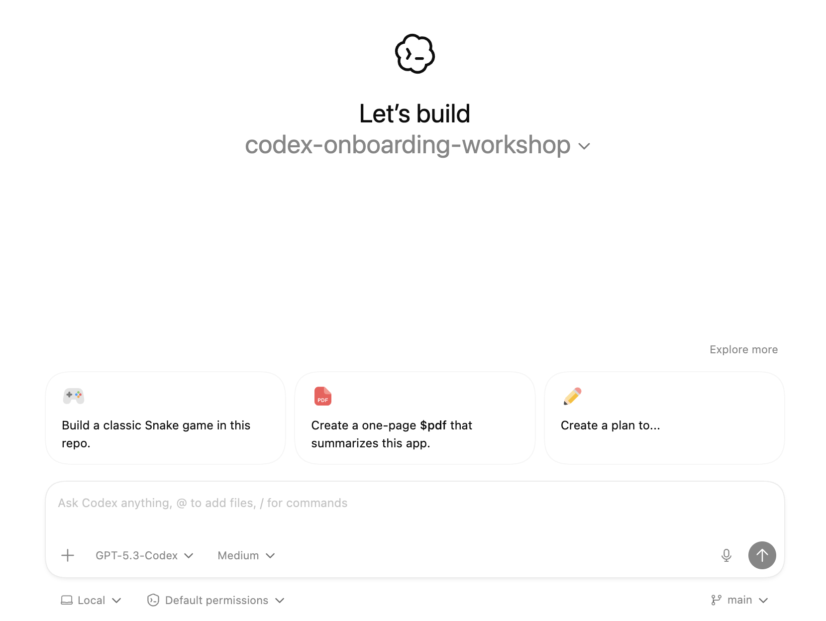 Codex app select project